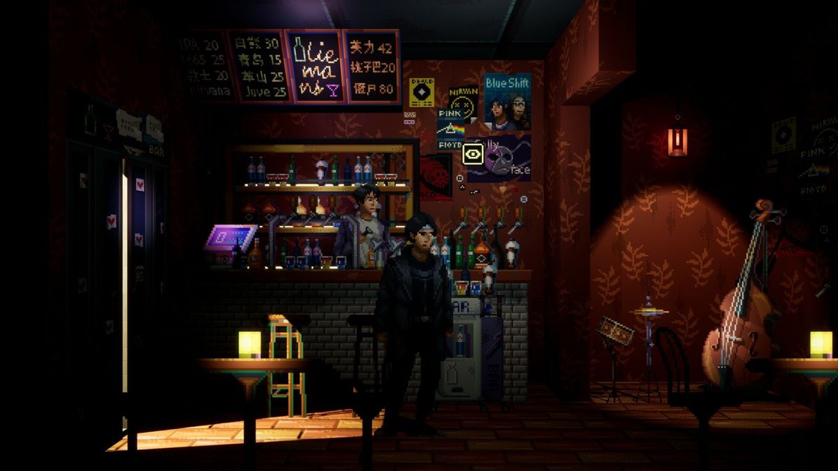 游戏UI界面展示，左侧为角色对话框，右侧为线索收集面板，底部显示行动选项