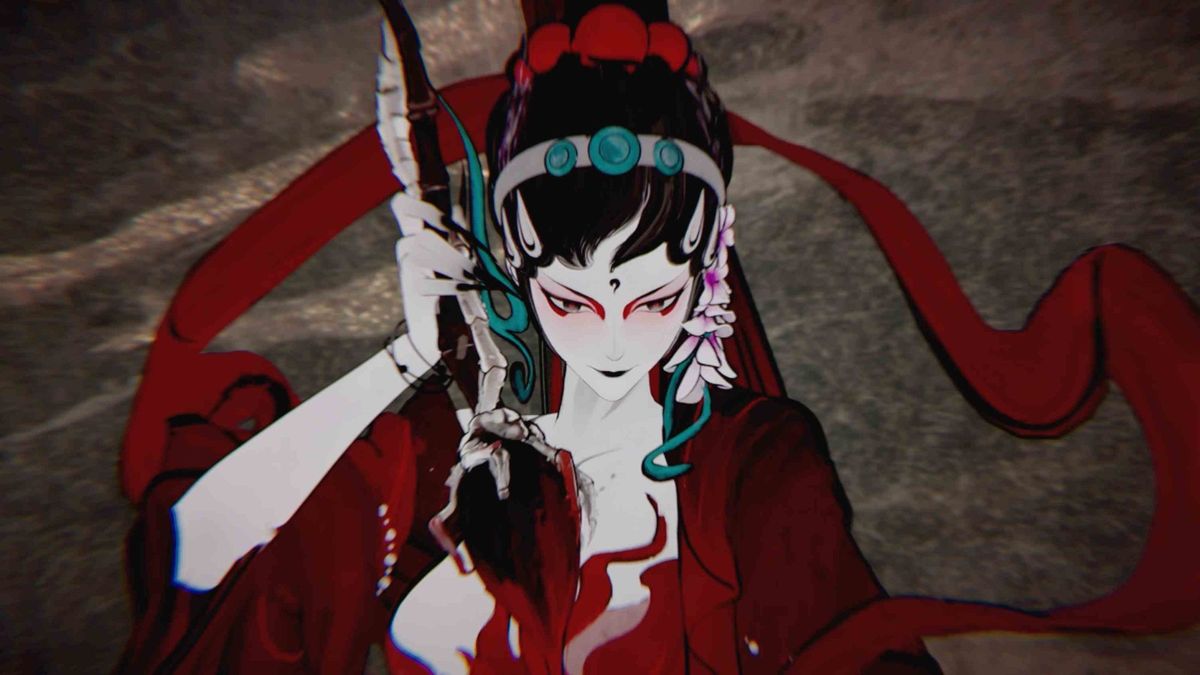 水墨画风的美女BOSS在画轴中穿梭战斗，艺术感十足