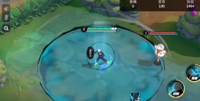 狗卷棘在团战中的实战画面，正在释放大招控制多名敌人，队友紧随其后进行输出