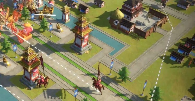 攻城车猛烈撞击城门，城墙崩裂，火光四溅，守军从上方投掷滚木礌石