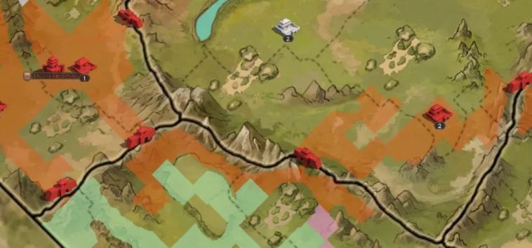 陇西区域地形图，山地环绕，石料矿点密集分布，标注骑兵部队在山道上疾驰