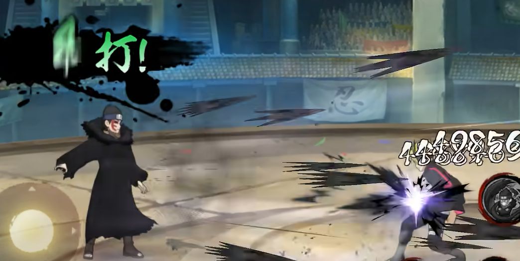 新希周身环绕紫色砂铁光环，处于霸体状态，脚下砂尘翻涌，气势逼人