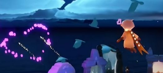 玩家在小船上互动场景，两人背靠背乘坐于装饰有鲜花与灯光的小船中，漂浮在镜面湖面上，倒影清晰，氛围梦幻