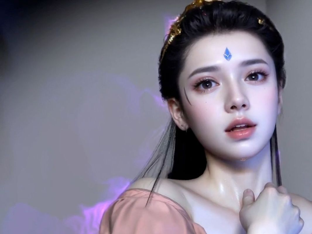 UP主此前制作的《黑神话》二姐3D动画截图，角色神情冷艳，身姿优雅，展现东方奇幻美感