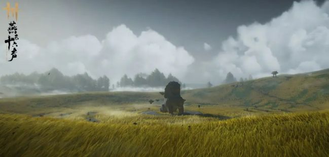 角色施展「闲风追月」技能，身形如风掠过草原，身后留下淡淡残影