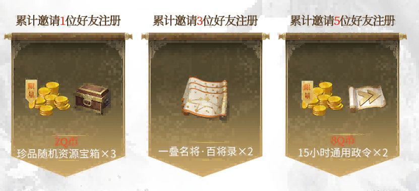 邀请奖励规则说明图，展示不同邀请人数对应的奖励内容