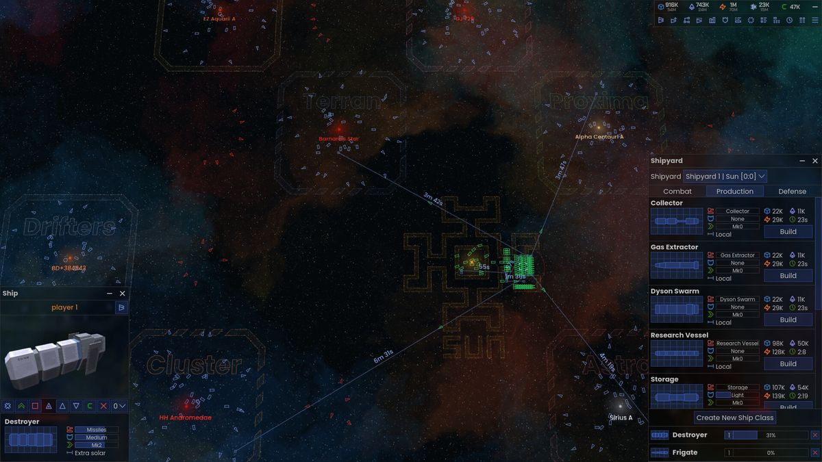 飞船自定义界面截图，玩家正在调整飞船模块布局与外观组件，界面科技感十足