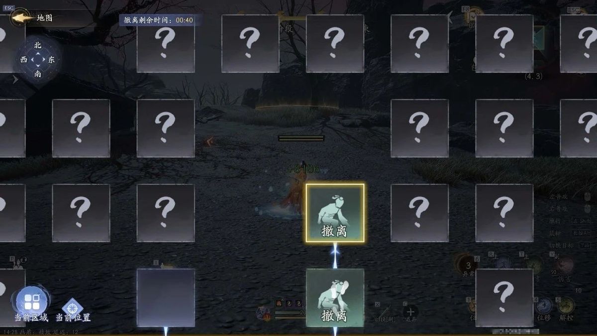 副本内场景截图，展现错综复杂的房间结构，角色正准备开启一个发光的金色宝箱，远处有敌人巡逻