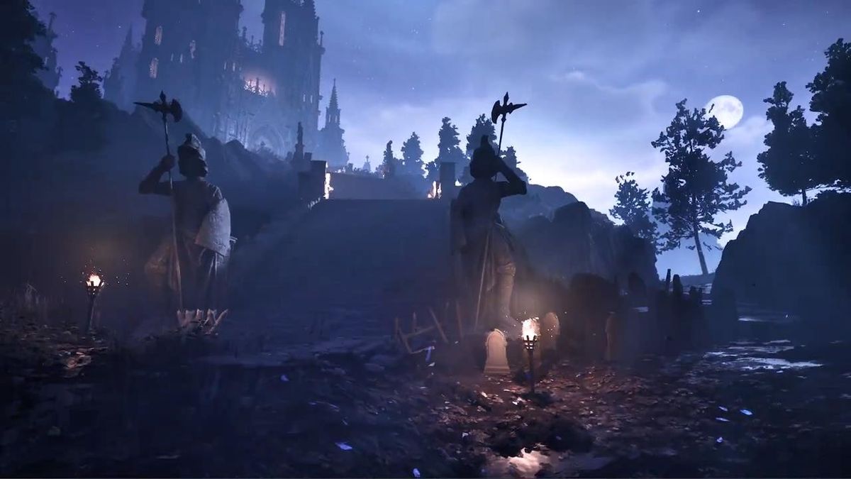 黄金树在晨曦中散发金色光辉，树叶随风轻摆，光影层次丰富