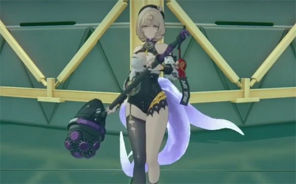 游戏内伊德海莉蓄力攻击动作演示，角色周身凝聚冰晶，向前方释放强力斩击