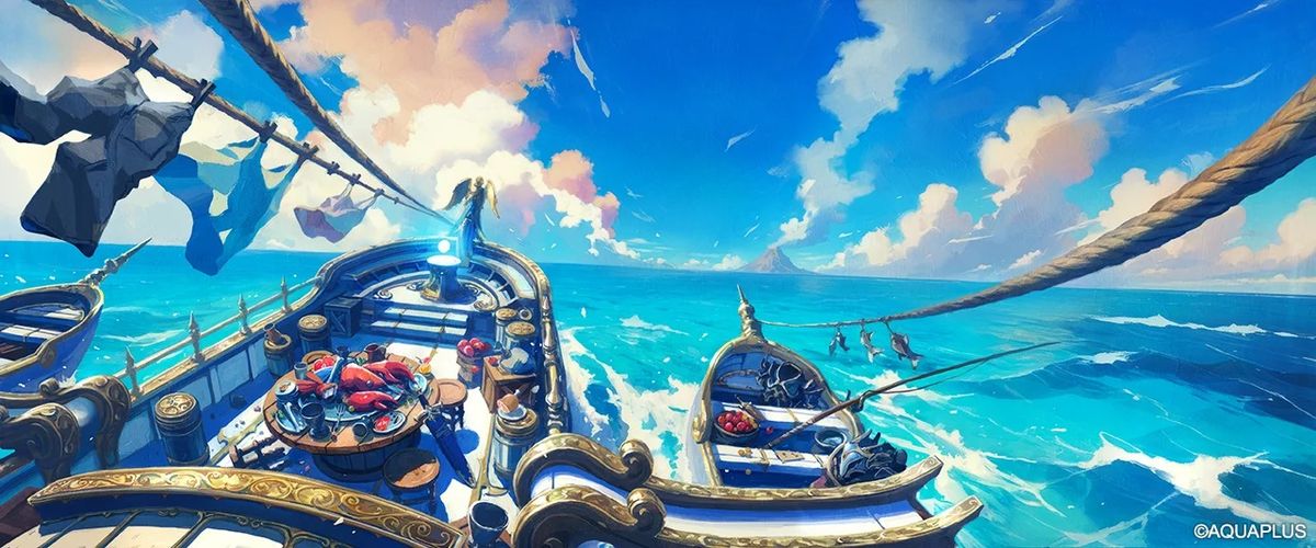 AQUAPLUS 30周年庆典现场画面，舞台中央展示《project kizuna》LOGO，背景灯光绚丽