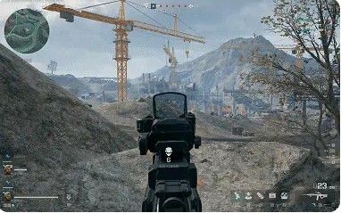 玩家第一人称视角射击画面，CAR-15连续开火时枪口稳定，弹道几乎垂直上升，屏幕右下角显示精准的压枪轨迹线