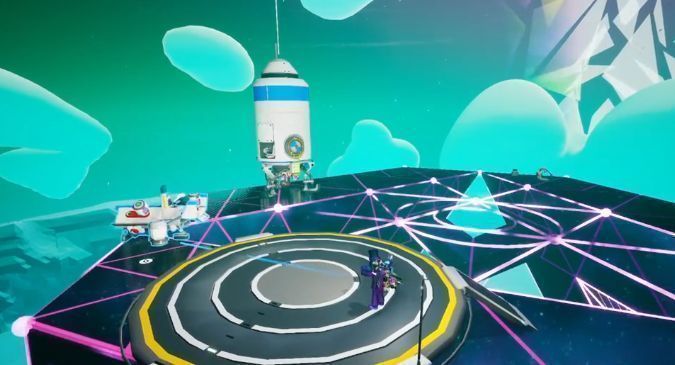 玩家在停机坪提交任务物品，屏幕上显示‘VTOL设计图已获得’的提示信息