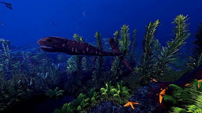 两个虚拟生物在海底对峙，周围气泡升腾，战斗一触即发