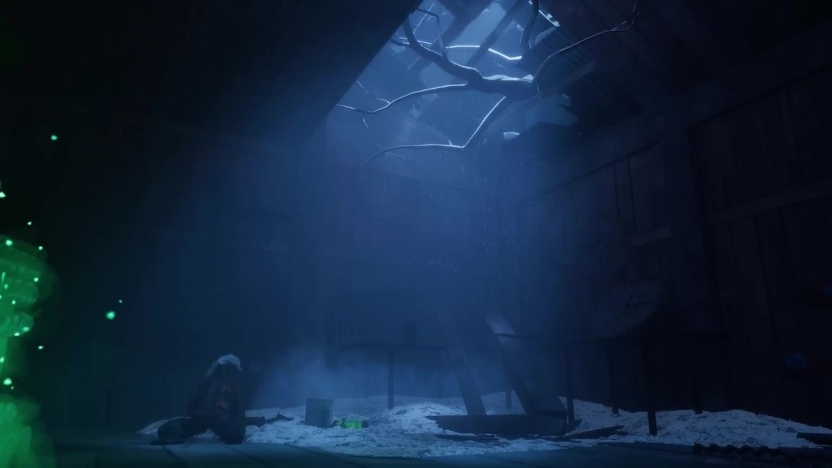 远处巨型联合军设施在雷暴中若隐若现，天空电光闪烁，场面宏大