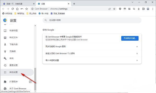 左侧菜单栏中‘其他设置’被高亮选中，右侧显示相关配置内容