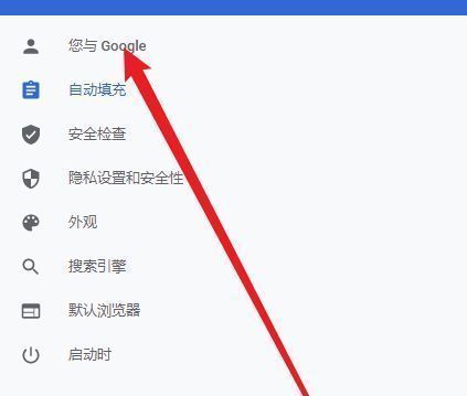 左侧菜单中‘您与Google’选项被选中，右侧显示相关设置内容