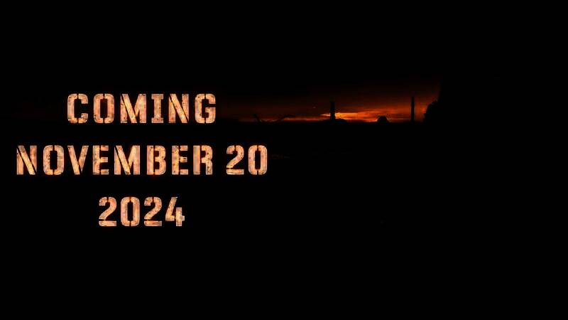 广角镜头下的开放世界景观，荒芜城镇与自然植被交错，天空雷云密布