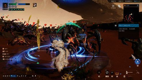 游戏中角色在废土场景中自由奔跑，镜头跟随其后，展现广阔地图与动态光影效果