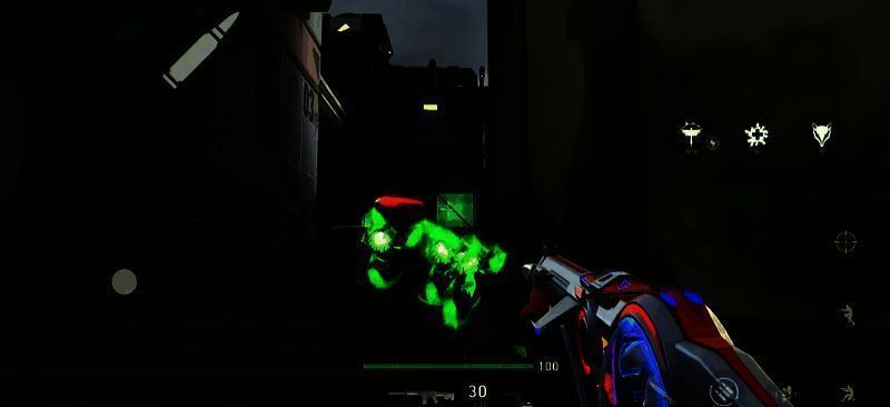 斯凯操控飞鸟在空中飞行，飞鸟路径穿过走廊，即将接近敌方埋伏区域