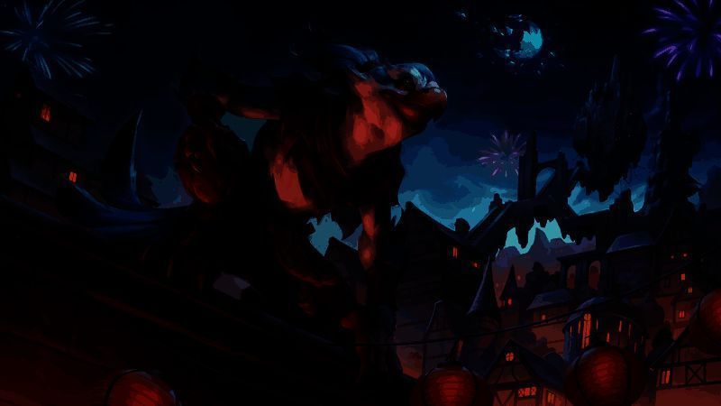 仙德尔莎带领英雄队伍穿越风暴中的天怒尖顶，远处可见英佩瑞雅端坐于荆棘王座之上