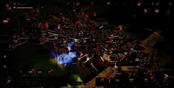 《偃武》赤壁之战场景，火光冲天，战船燃烧，大量士兵在江岸激战，镜头采用电影式广角拍摄