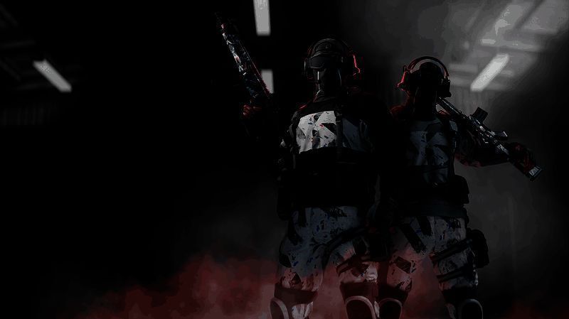 《使命召唤：黑色行动6》排位赛对战场景，两名玩家在城市废墟中激烈交火，枪火特效炫目