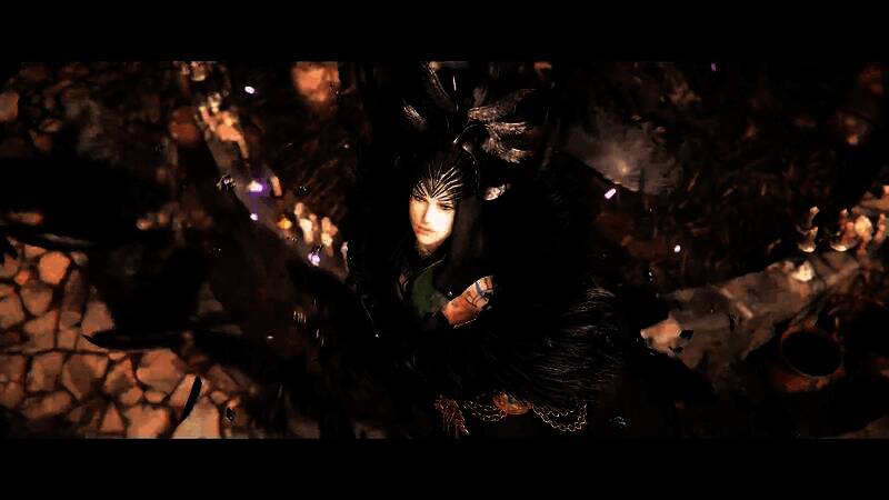 女巫玛丽召唤出三只魔法傀儡，周围地面裂开，火焰喷涌