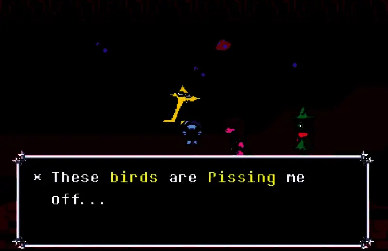 玩家与右侧铃铛互动后，飞鸟被驱散，左侧出现原初星航者NPC的场景画面