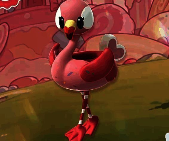 甜甜雀游戏内立绘展示，呈现其普通形态，羽毛泛着糖果光泽，眼神灵动