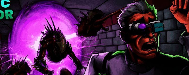 《非生物因素》游戏画面展示，昏暗办公区环境中角色手持简易武器谨慎前行，周围散落文件与破损设备，氛围紧张压抑