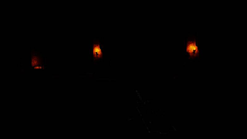 Boss战画面：巨型多眼触手生物从墙壁中伸出，释放紫色弹幕