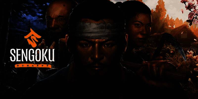 《战国王朝》游戏主视觉图，展现日本风格村庄与远山城堡，画面充满战国时代氛围