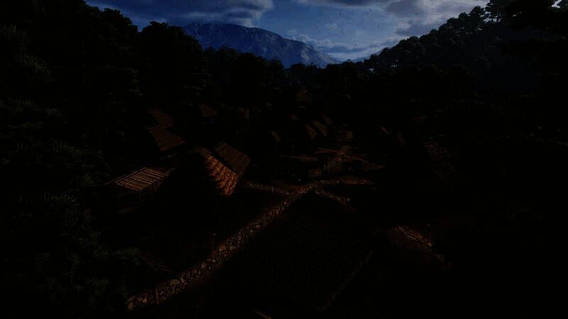 游戏全景地图展示连绵山谷中的多个村落与道路连接，体现宏大世界构建