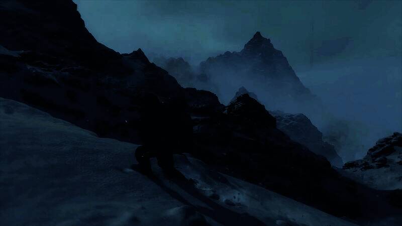 《死亡搁浅》游戏画面，主角山姆背负货物穿越荒芜大地，天空中悬浮着神秘的异象，整体画面充满末世科幻氛围