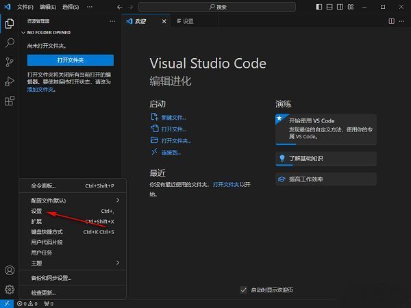 Vscode设置页面左侧栏高亮显示“文本编辑器”选项