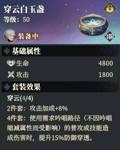 穿云套装备属性展示，突出破防加成