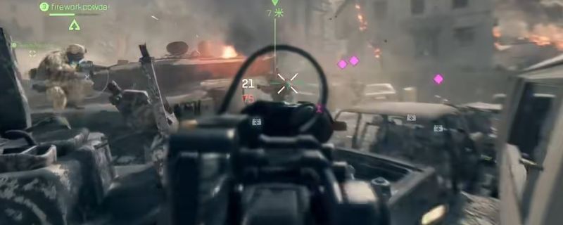 《战地6》游戏中M4A1卡宾枪的武器界面展示，包含伤害数值、射程参数及配件槽位详情