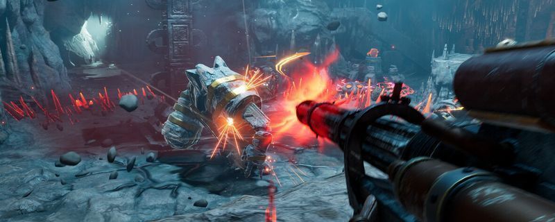 《深渊之潮》中炮塔技能解锁房间的内部视角，显示发光的技能终端与周围昏暗的金属墙壁