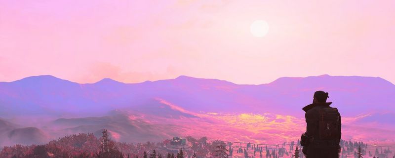 《辐射76》游戏中一张藏宝图的特写画面，纸张边缘焦黑，上面绘有森林区域的手绘地图与红色标记点