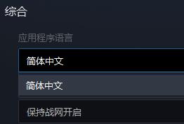 应用程序语言下拉菜单中已选中“简体中文”选项，界面文字清晰可辨