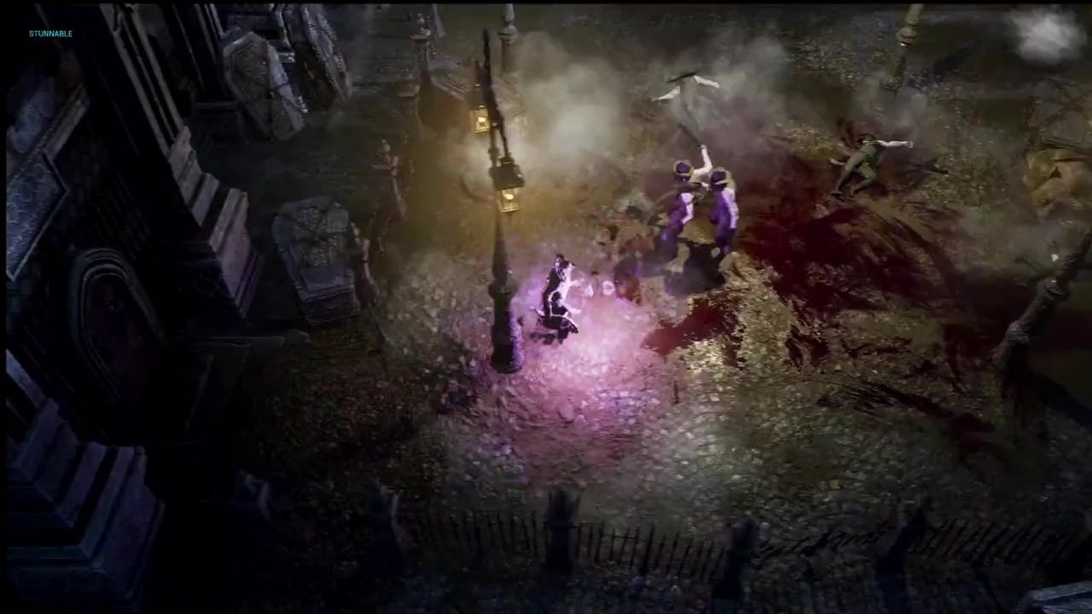 战斗特写画面，角色挥舞锯刃武器对抗巨型触手怪物