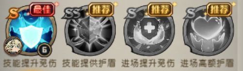 技能搭配界面截图，显示‘恐惧强化’‘减伤叠加’‘守护延长’三项推荐技能点亮