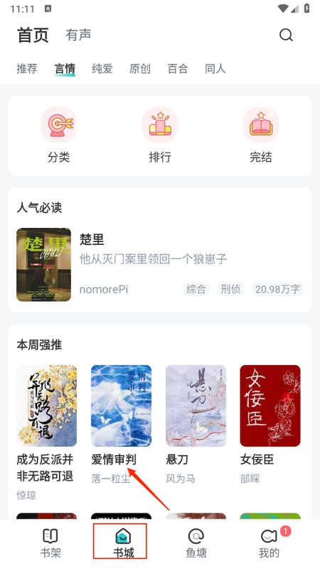 用户在长佩阅读中选择小说，准备进入阅读页面