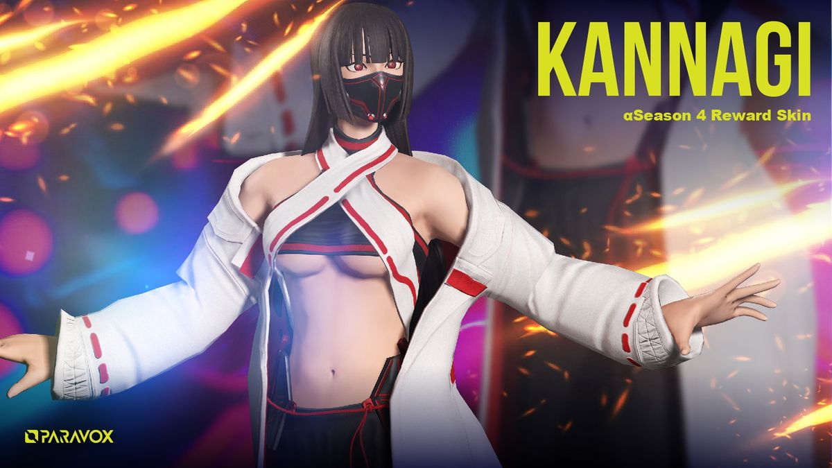 《PARAVOX》游戏主界面展示，背景为 futuristic 风格竞技场，三名角色呈战斗姿态站立