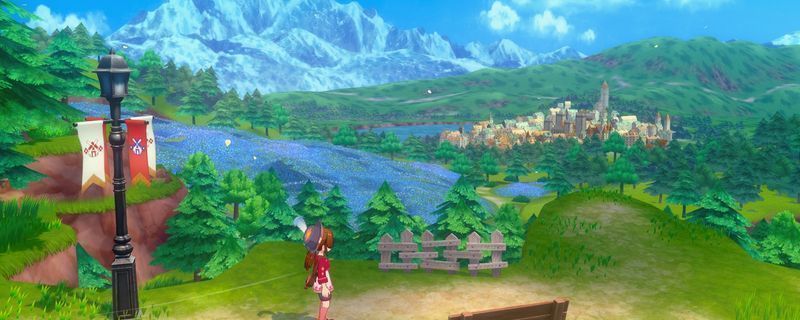 《牧场物语 来吧！风之繁华集市》中玩家角色正在农田为作物施肥的场景，土地整齐划分，作物生机勃勃