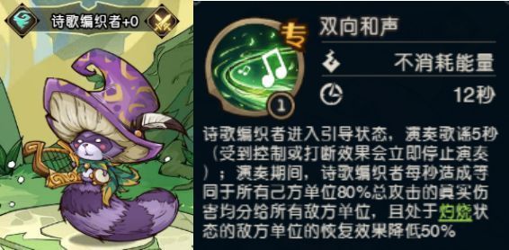 诗歌编织者角色立绘，手持竖琴，身着自然风格长袍，指尖跃动着火焰音符