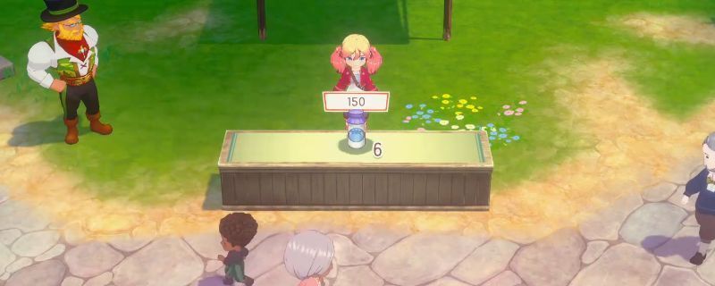 《牧场物语 来吧！风之繁华集市》中玩家在热闹的大集上摆摊，摊位上整齐摆放着各类农产品和手工艺品，周围有NPC顾客驻足观看