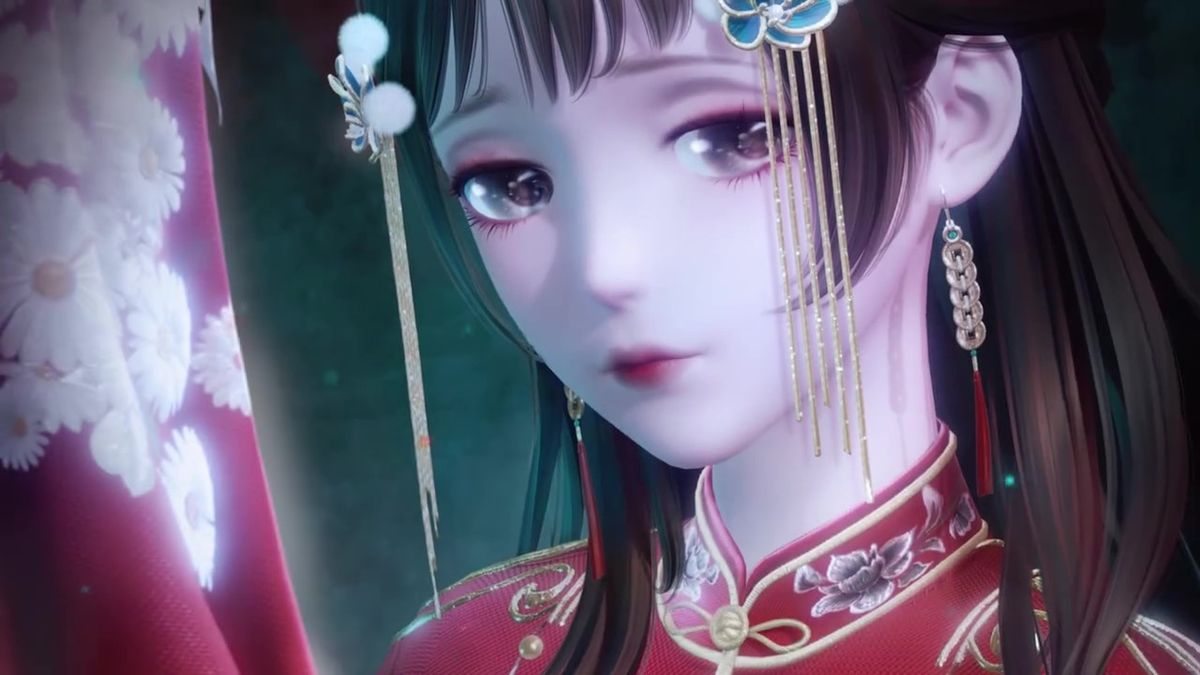 场景还原纸嫁衣经典元素：破旧庙宇、摇晃的灯笼、写满咒文的黄纸