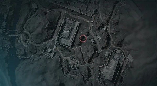 零号大坝地图局部截图，红圈标注密码门所在平台位置